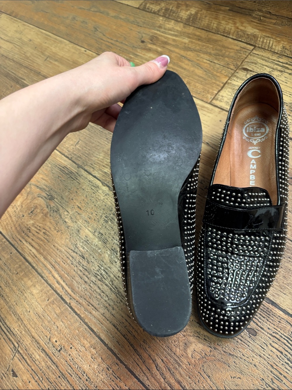 Black Studded Jeffrey Campbell women’s Loafers - Designer Style - Picture 3 of 4